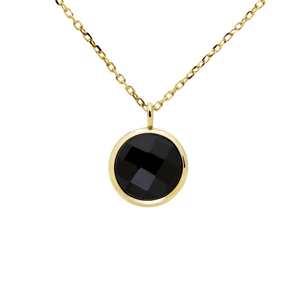 Black Onyx Necklace in 14K Gold