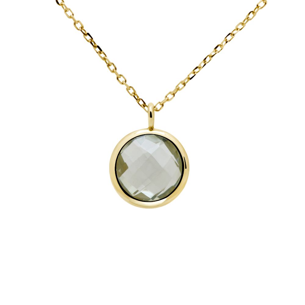 Green Amethyst Necklace in 14K Gold