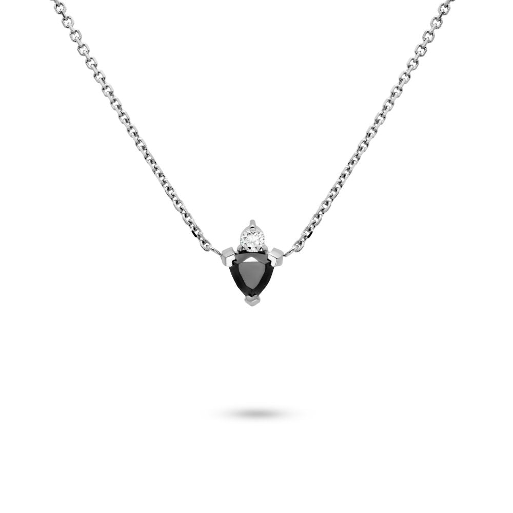 Black Diamond Trillion Necklace 14K Gold