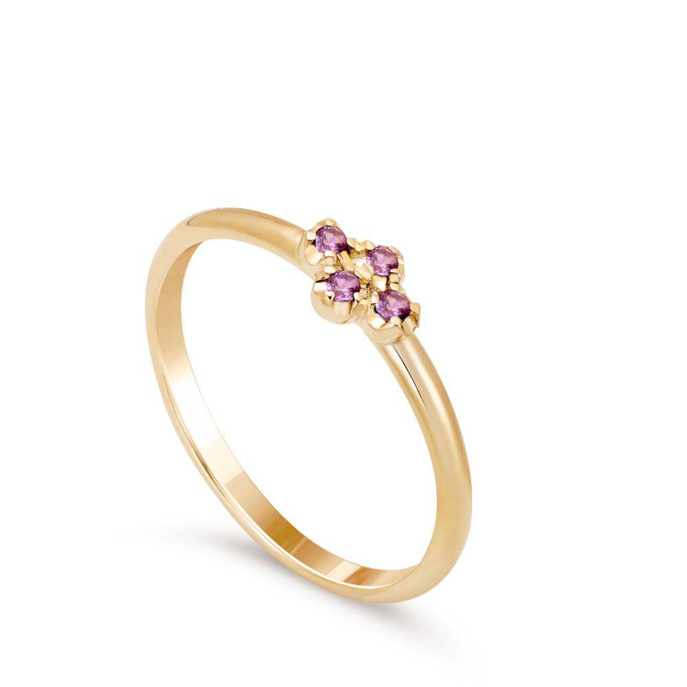 14K Gold Cross Ring Pink Sapphires