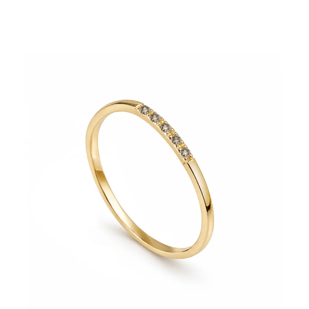 Dainty Brown Diamond Band 14K Gold