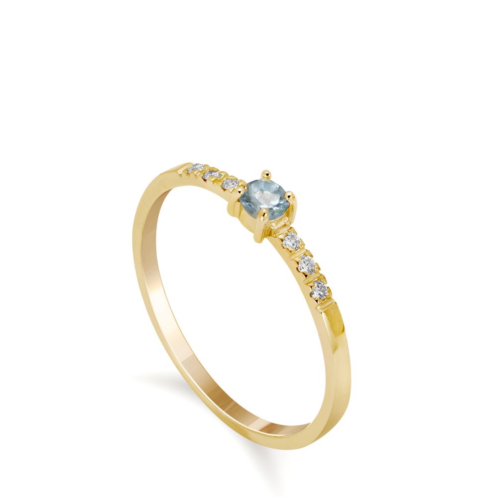 Engagement Topaz Diamond Ring 14K Gold