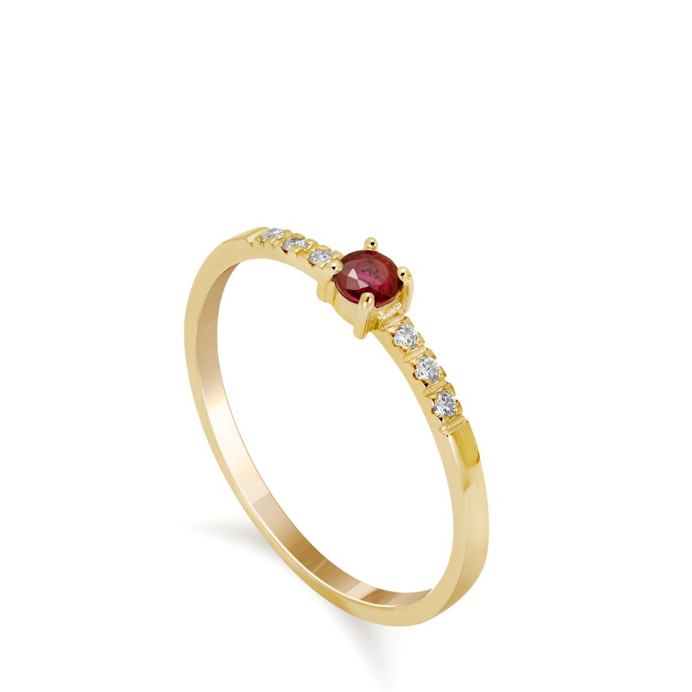 Engagement Ruby Diamond Ring 14K Gold