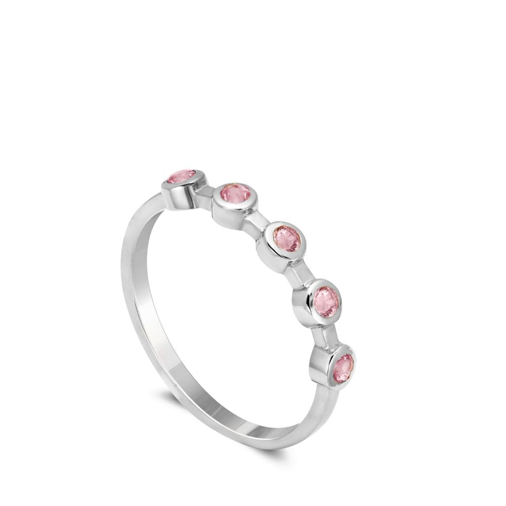 Pink Sapphire Band Ring 14K Gold