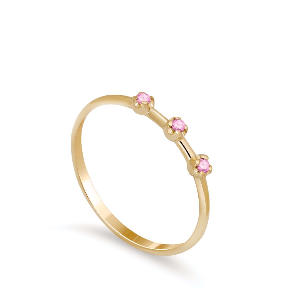 14K Gold Ring 3 Pink Sapphires Kyklos Jewelry
