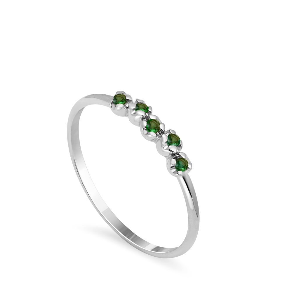 14K Gold Ring 5 Tsavorite Gemstones