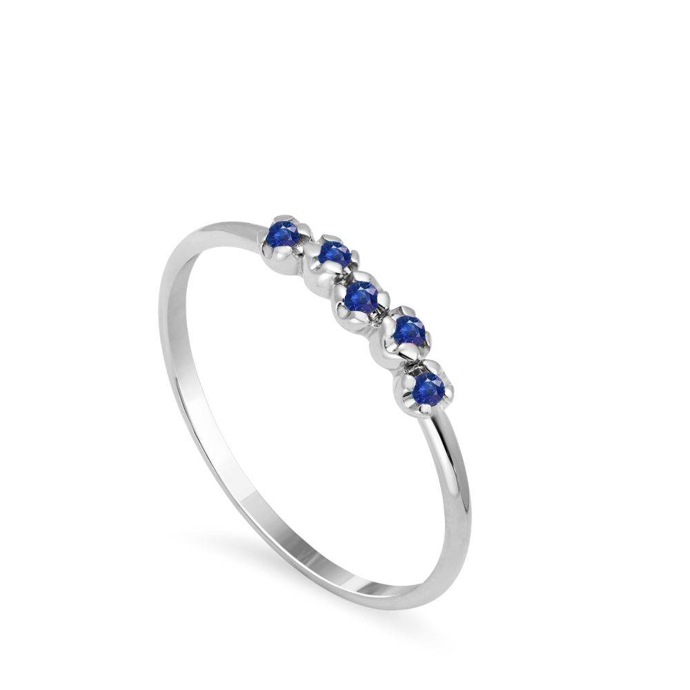14K Gold Ring 5 Blue Sapphires