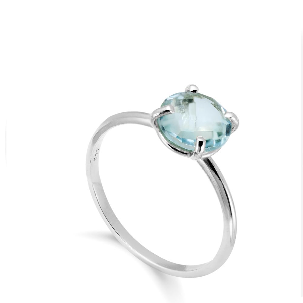 Blue Topaz Ring in 14K Gold 8mm