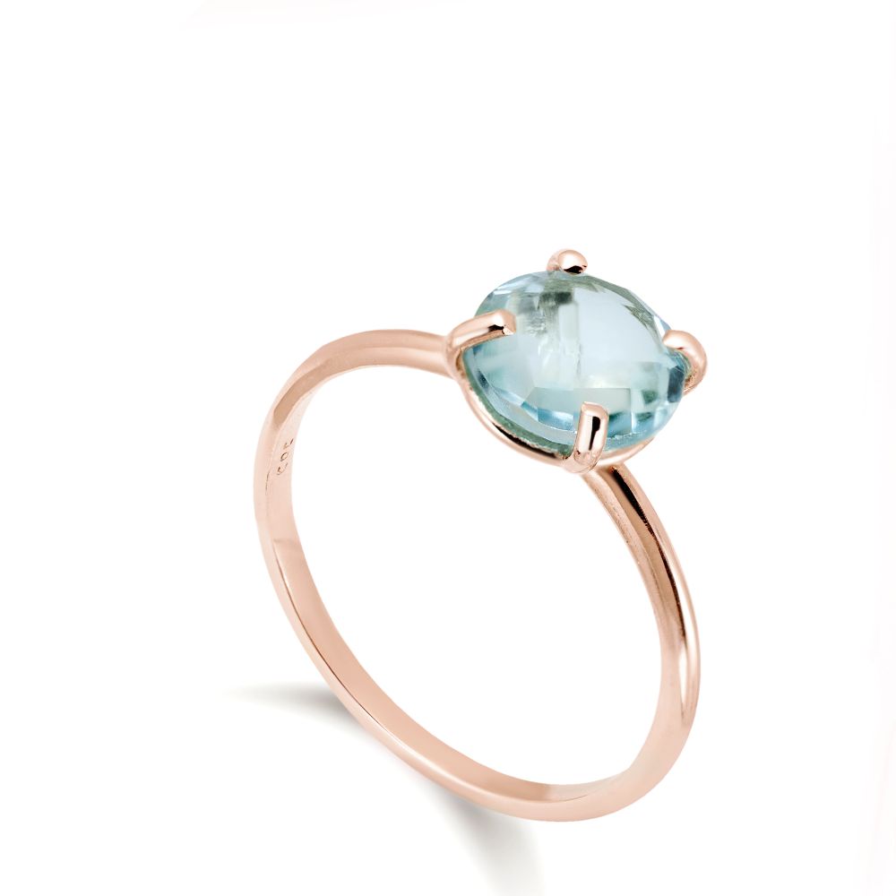 Blue Topaz Ring in 14K Gold 8mm