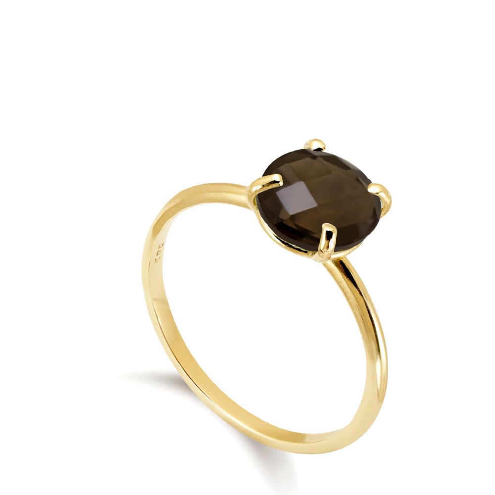 Smoky Quartz Ring in 14K Gold 8mm Kyklos Jewelry