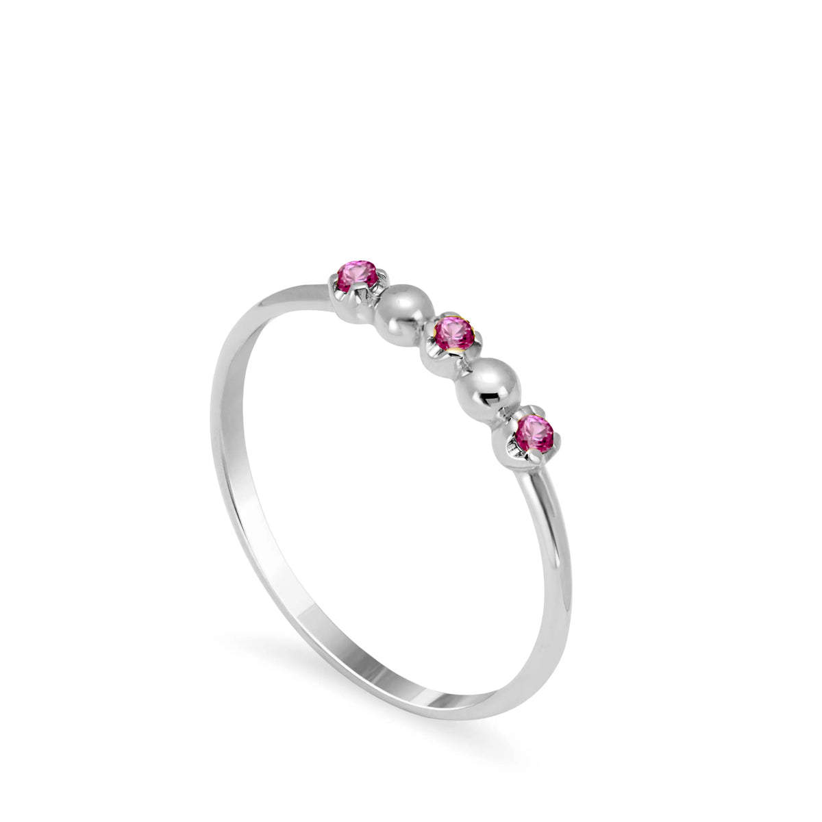 Pink Sapphire Stackable Ring 14K Gold