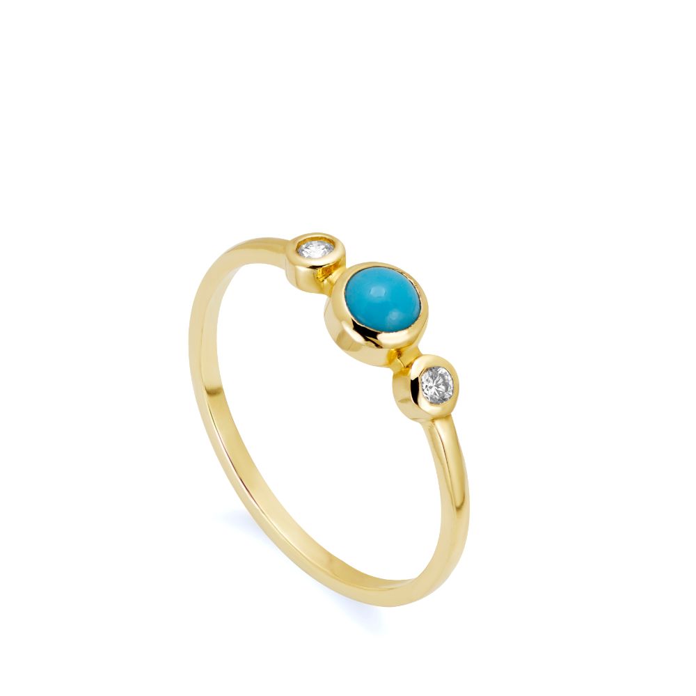 Turquoise Diamond Ring 14K Gold