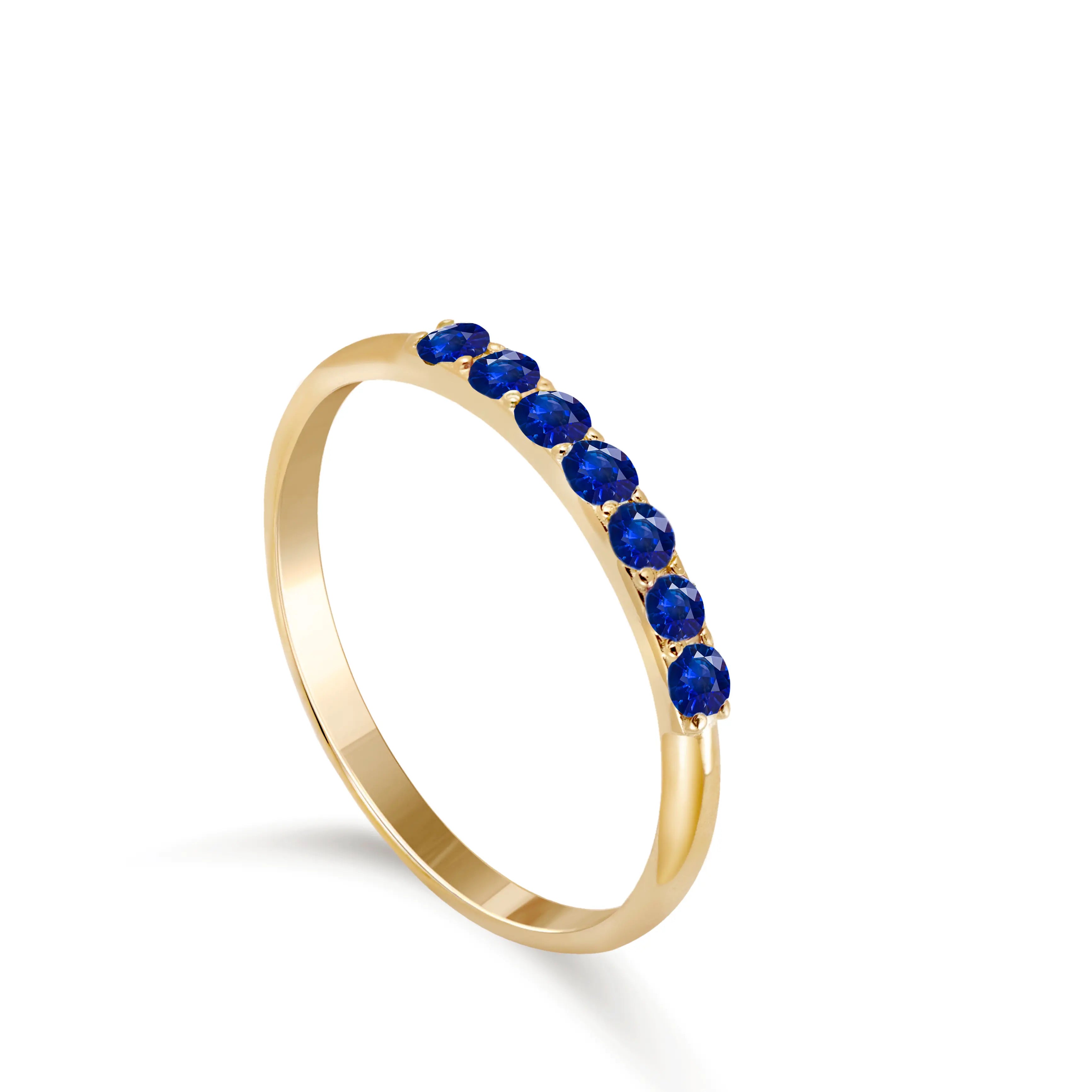 Half Eternity Ring Blue Sapphires 14K Gold