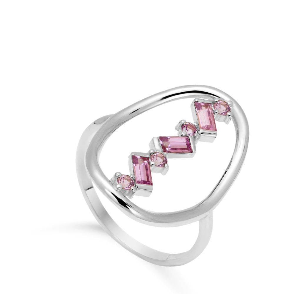 Pink Sapphire Oval Ring 14K Gold