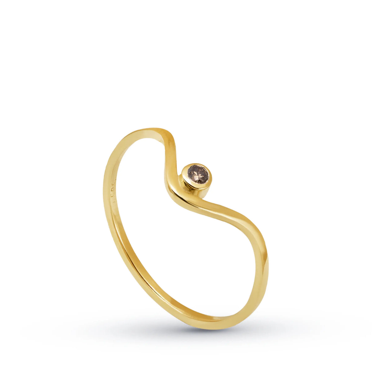 Brown Diamond V Ring 14K Gold