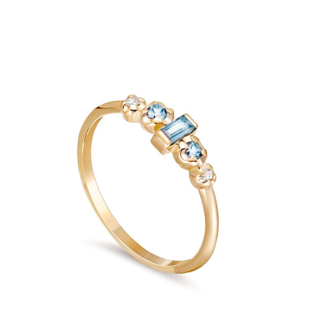 Δαχτυλίδι Swiss Blue Topaz Διαμάντια
