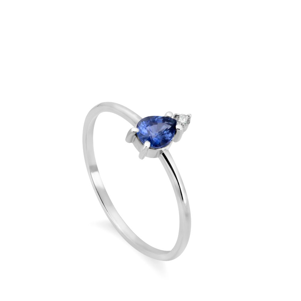 Blue Sapphire Diamond Ring 14K
