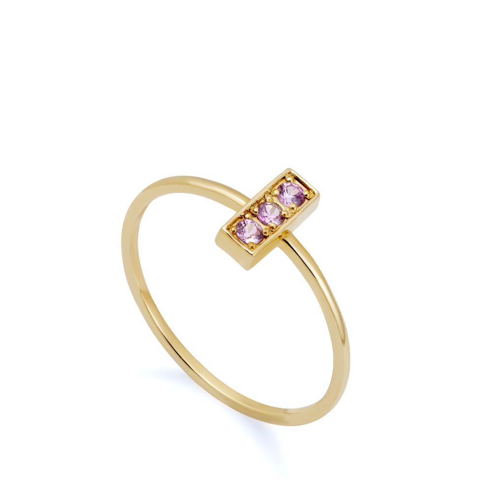 Δαχτυλίδι Μπάρα Ροζ Ζαφείρι Χρυσό