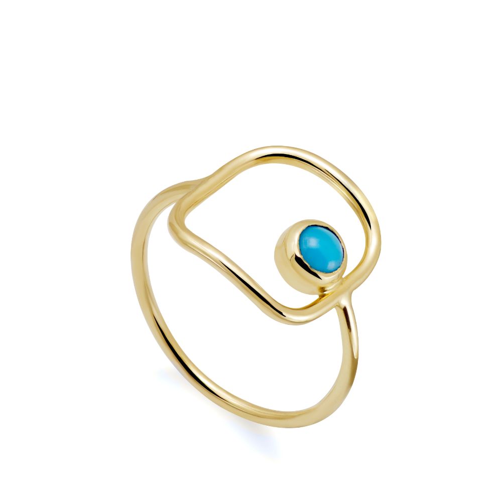 Turquoise Square Ring 14K Gold Kyklos Jewelry
