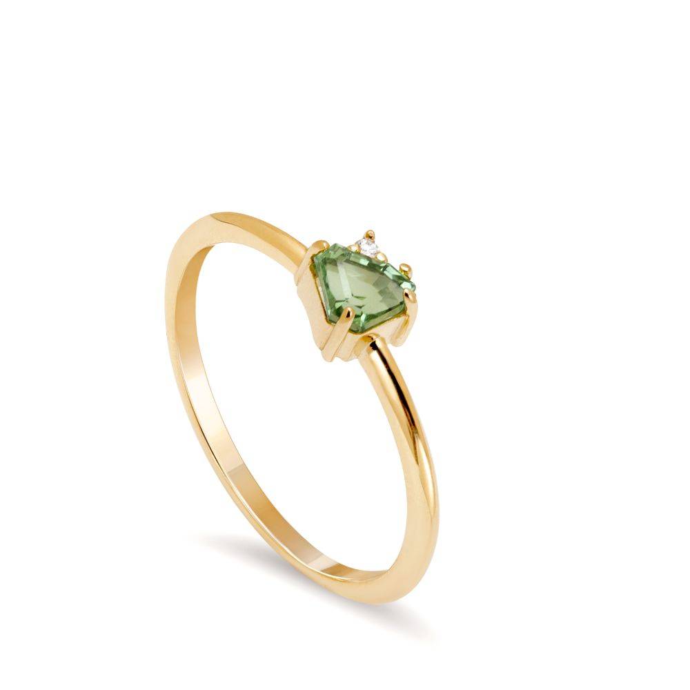 Χρυσό Δαχτυλίδι Τουρμαλίνη Πράσινη Διαμάντι