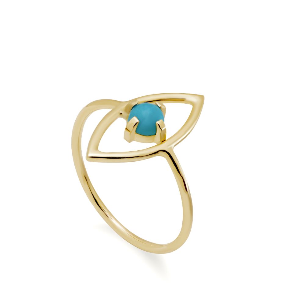 Turquoise Eye Ring 14K Gold