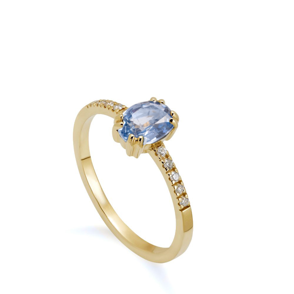 Diamond Blue Sapphire Engagement Ring