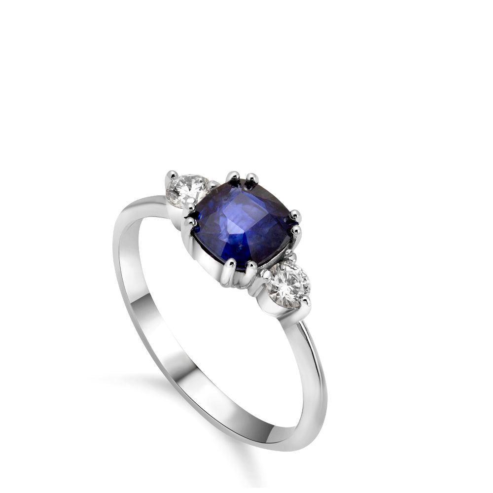Ceylon Blue Sapphire Engagement Ring Diamond 14K