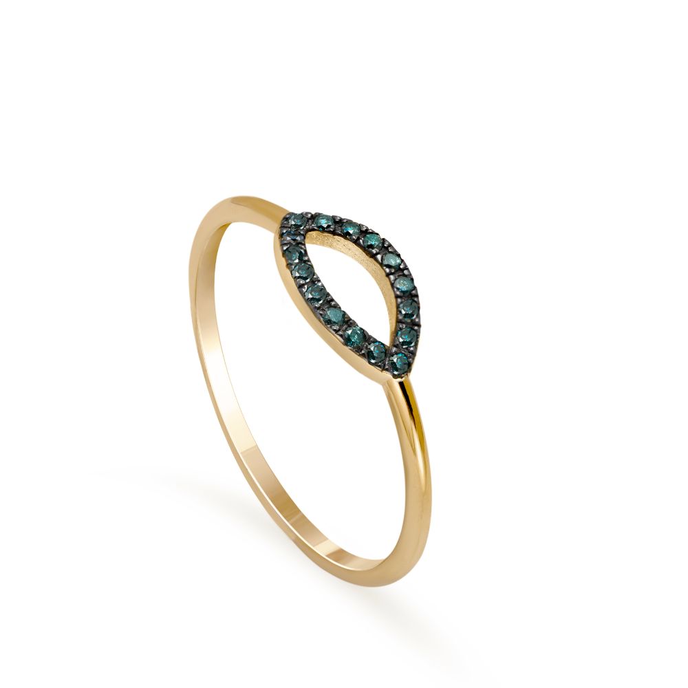 Marquise Blue Diamond Ring 14K Gold