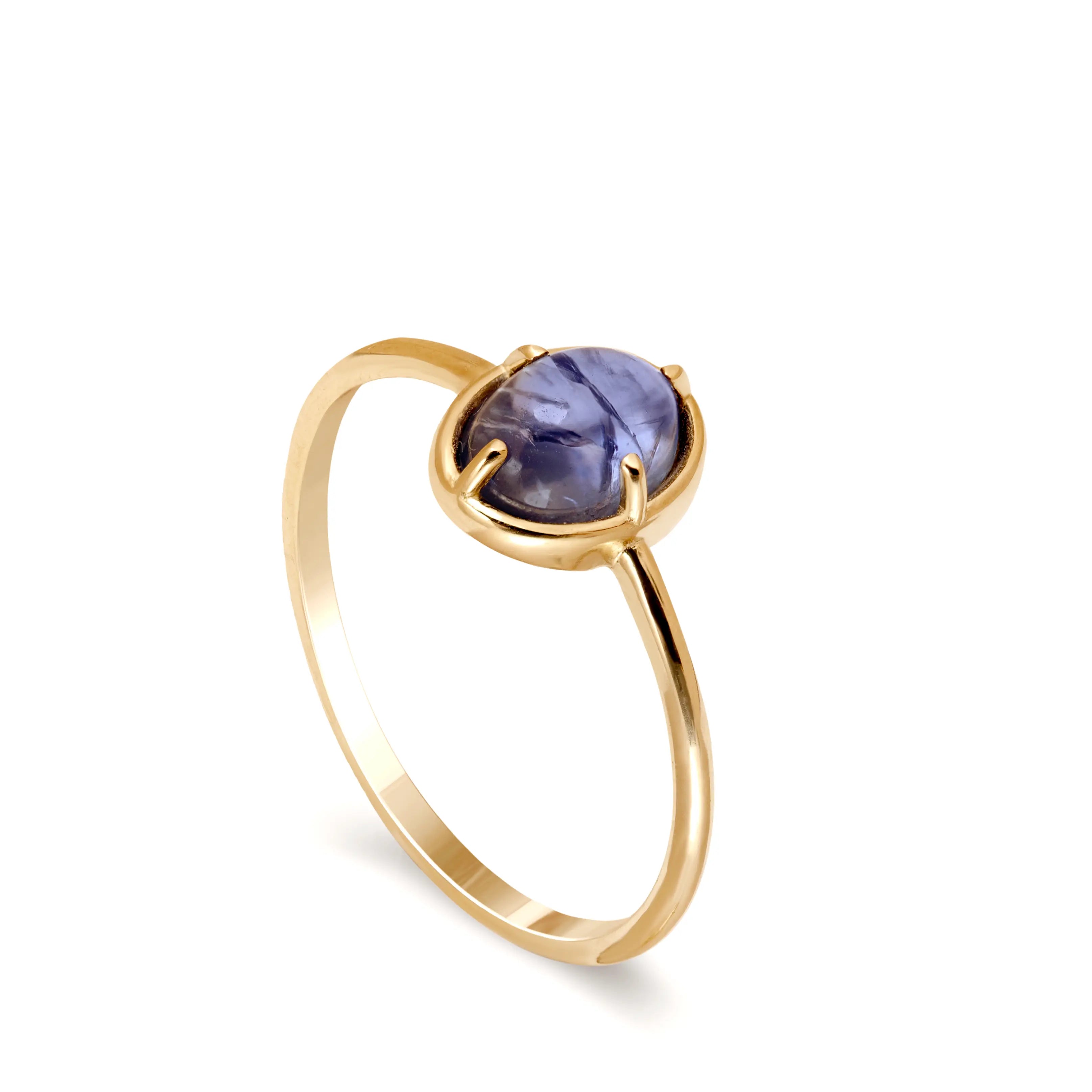 Oval Tanzanite Solitaire Ring 14K Gold