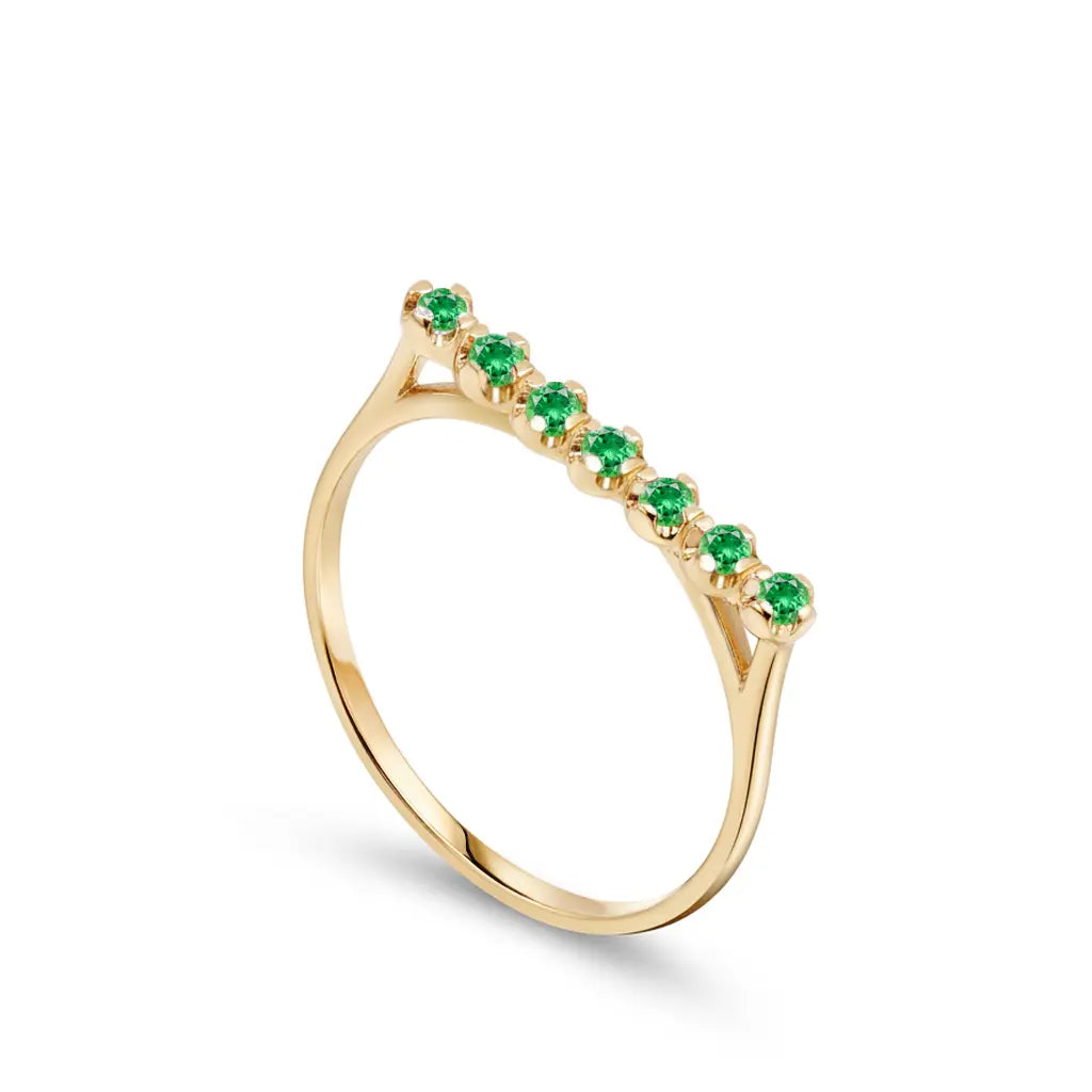 Tsavorite Bar Ring 14K Gold
