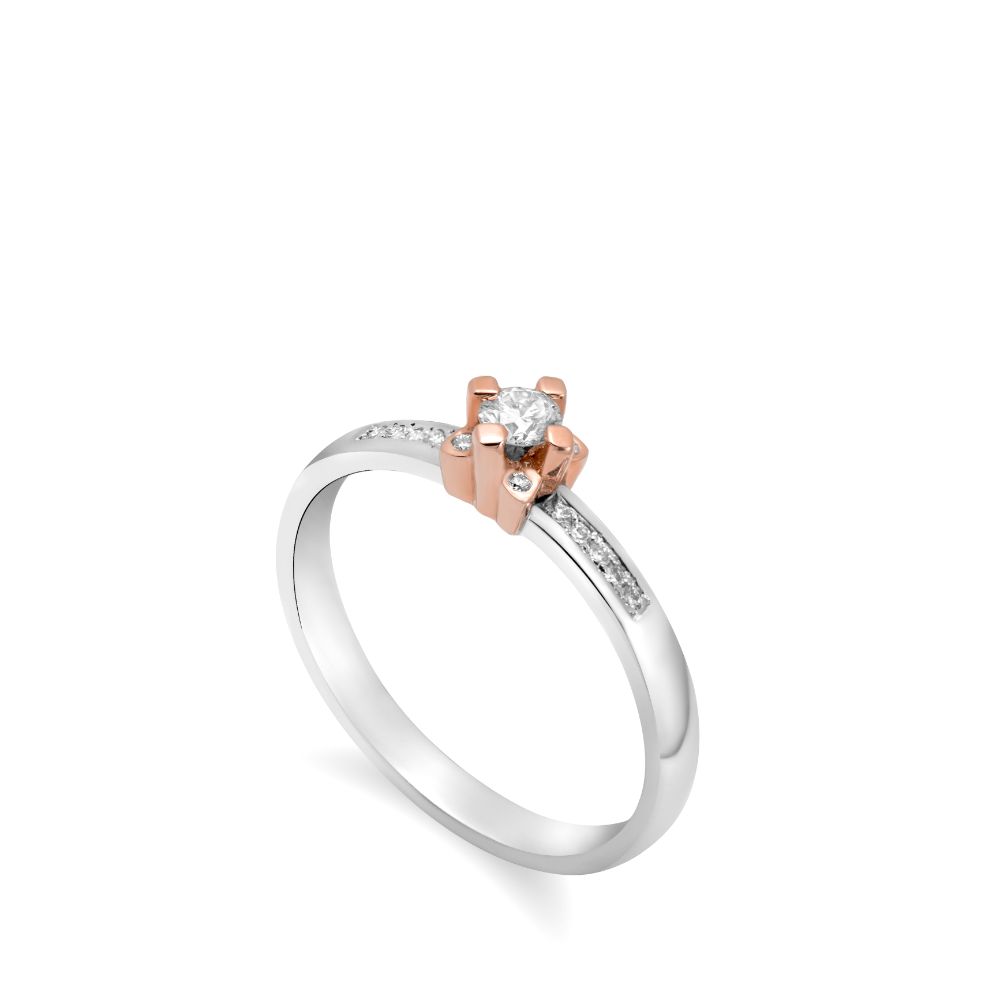18K White Gold and Rose Gold Diamond Engagement Ring