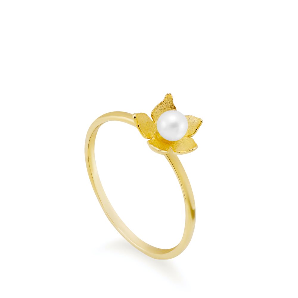 Δαχτυλίδι Λουλούδι Μαργαριτάρι Χρυσό