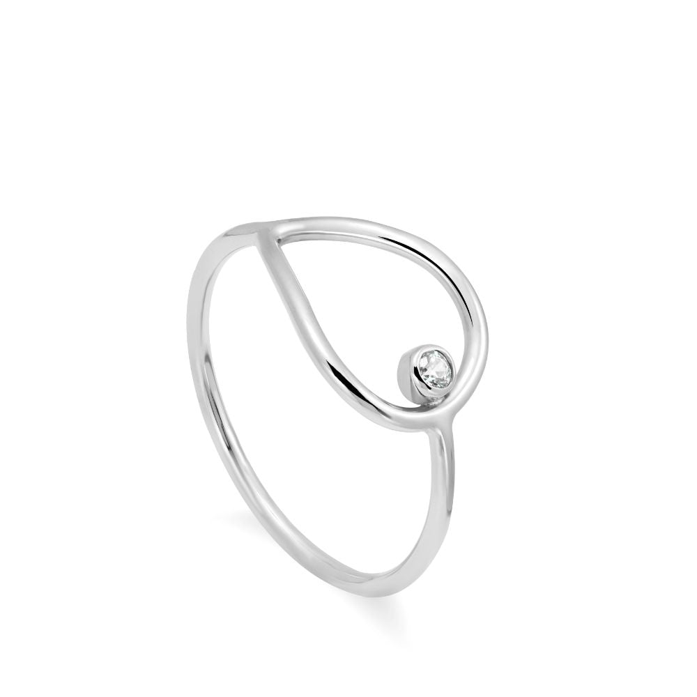 Drop Ring with Diamond 14K Gold