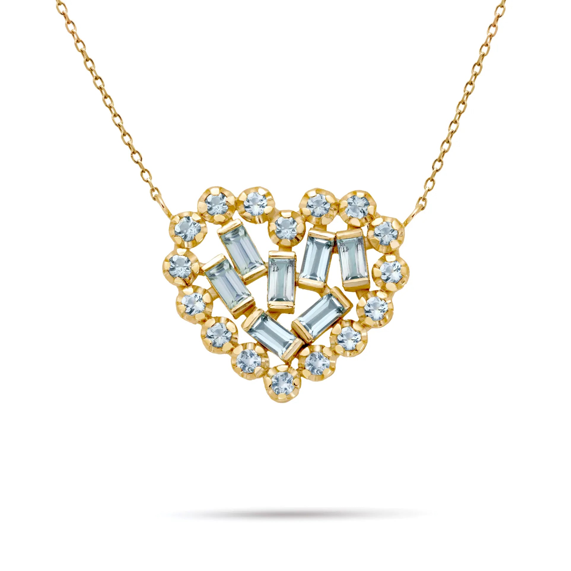 Swiss Blue Topaz Heart Necklace 14K Gold by Kyklos
