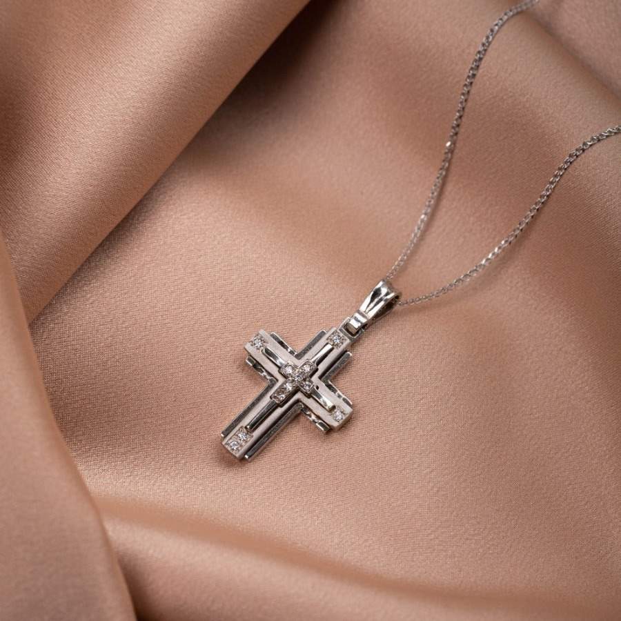 Baptism Statement Cross with Chain 14K