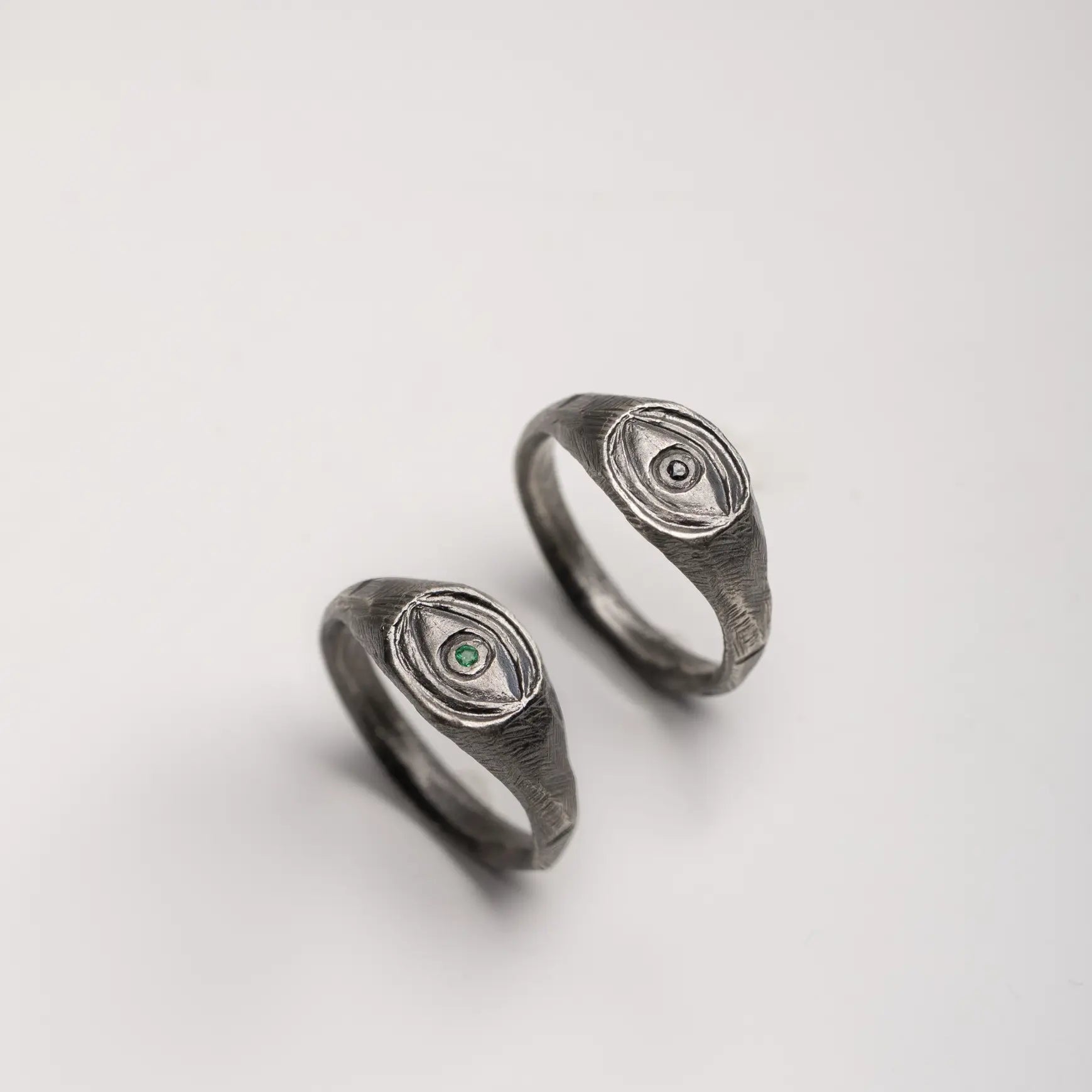 Eye Ring Black Diamond Oxidized Silver 925