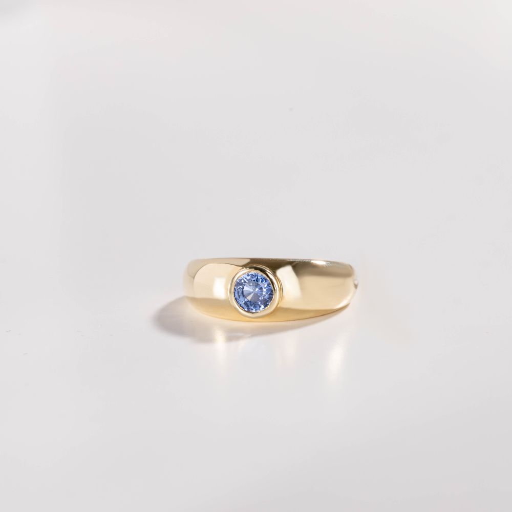 Statement Engagement Ring Blue Sapphire 14K Gold
