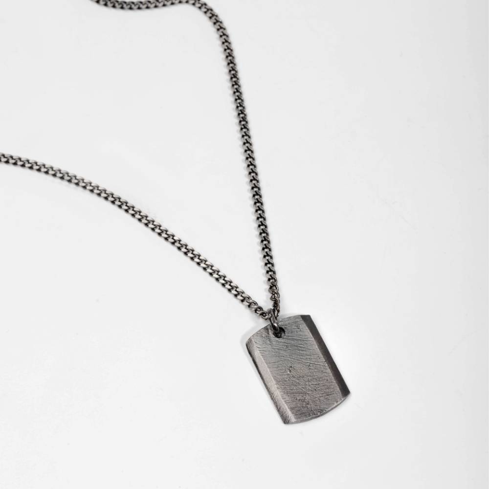 Tag Necklace Oxidized Sterling Silver Personalized