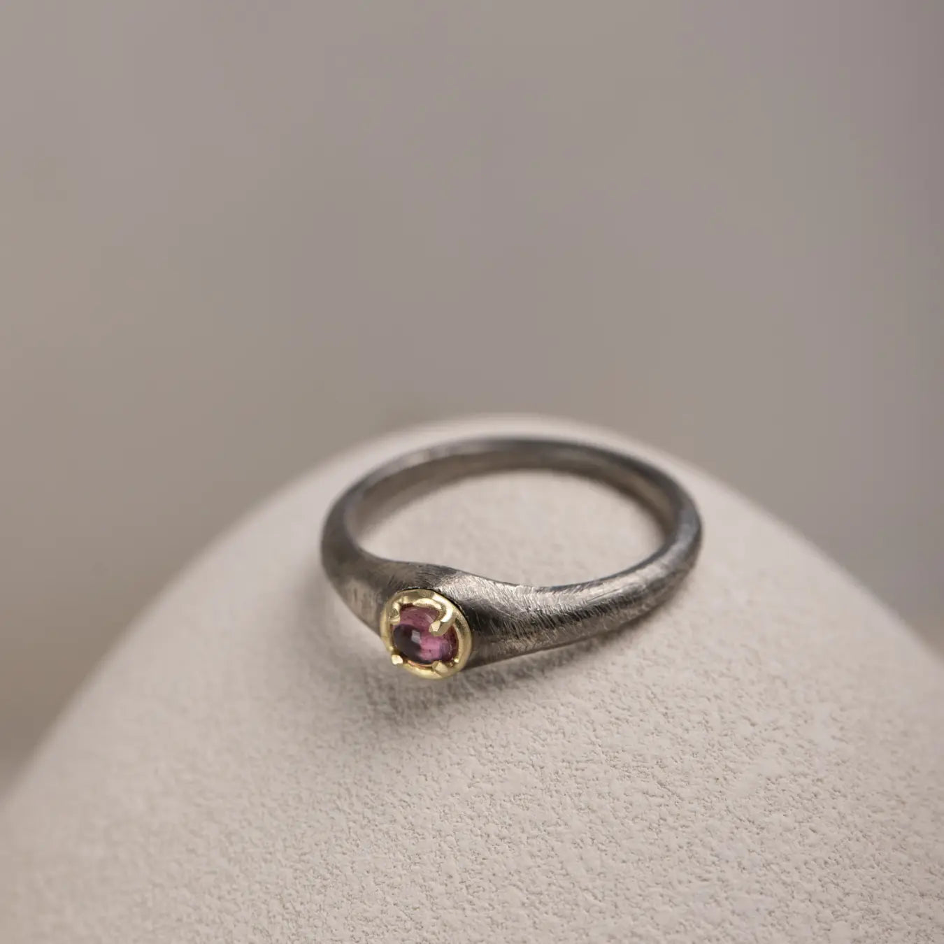 14K Gold Oxidized Silver 925 Tourmaline Ring