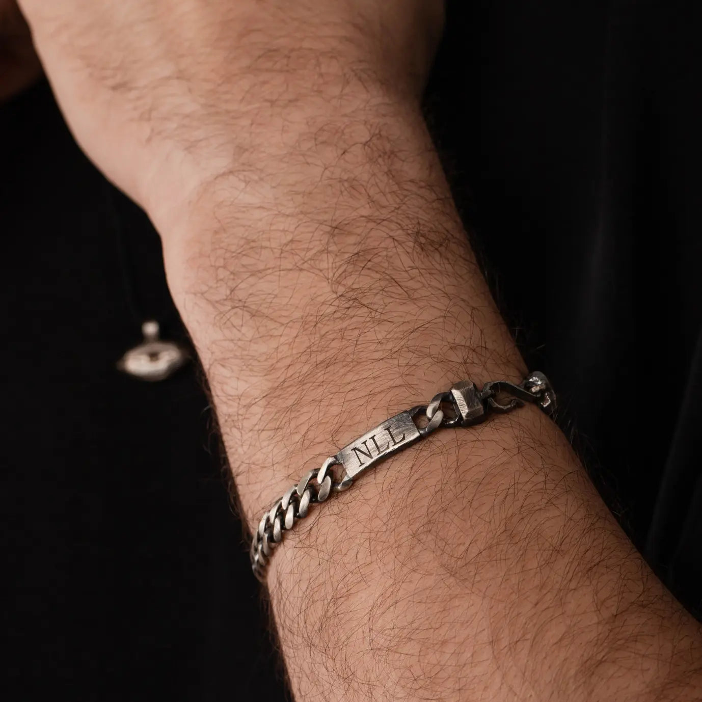 Men Silver Bracelet ID Cuban Link Chain