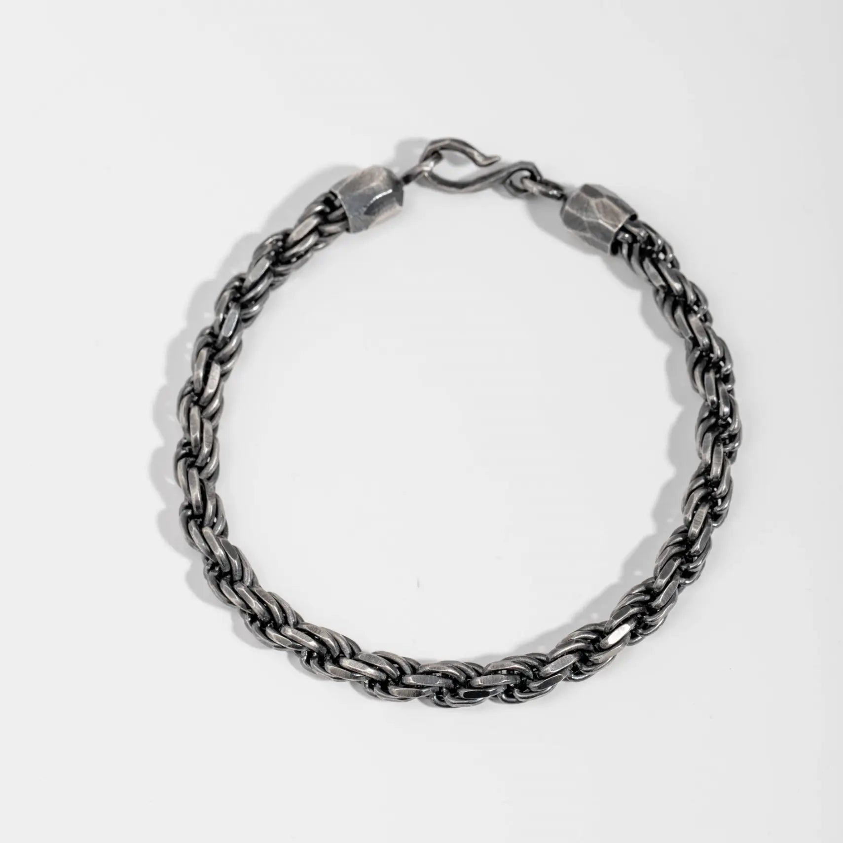 Men's Rope Chain Bracelet Oxidized Silver