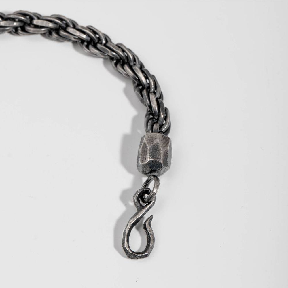 Men's Rope Chain Bracelet Oxidized Silver