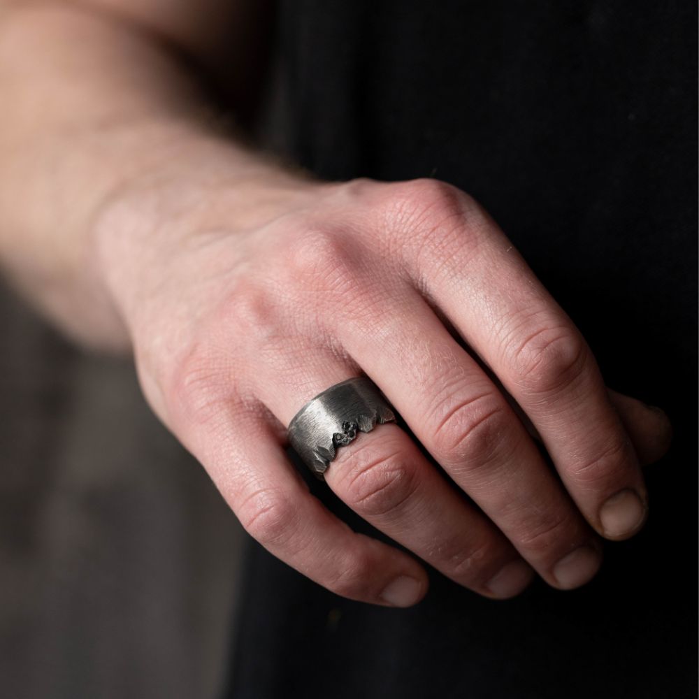 Black Diamond Wide Band Ring