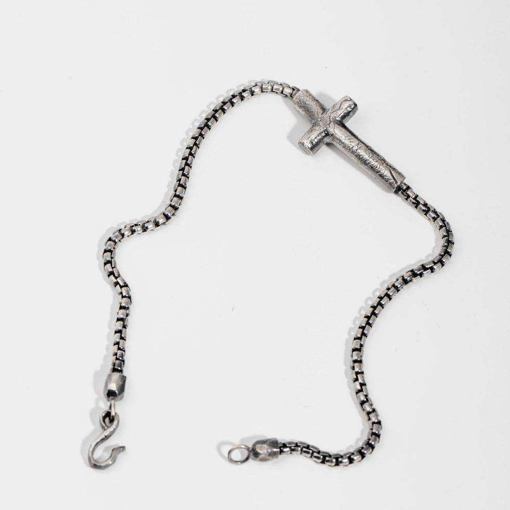 Men Cross Bracelet Oxidized Silver