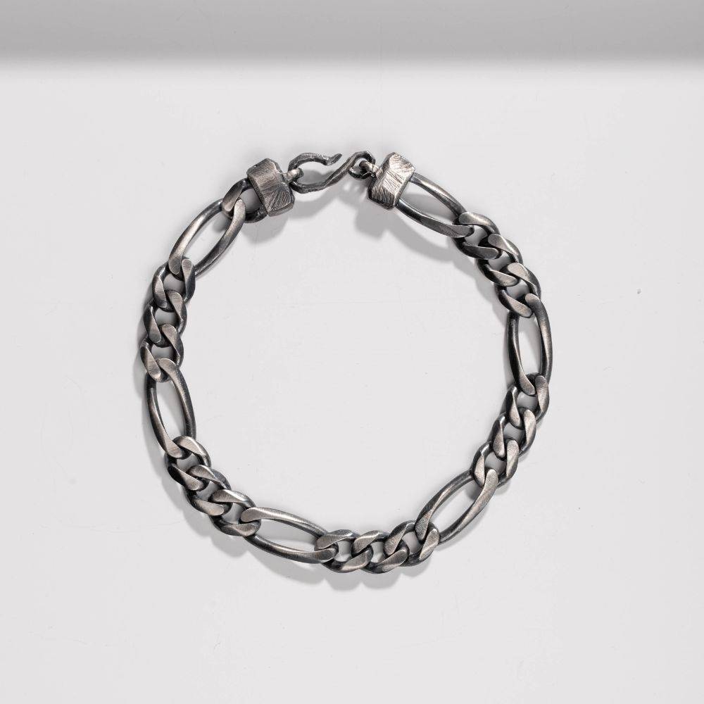 Figaro Chain Bracelet Oxidized Silver