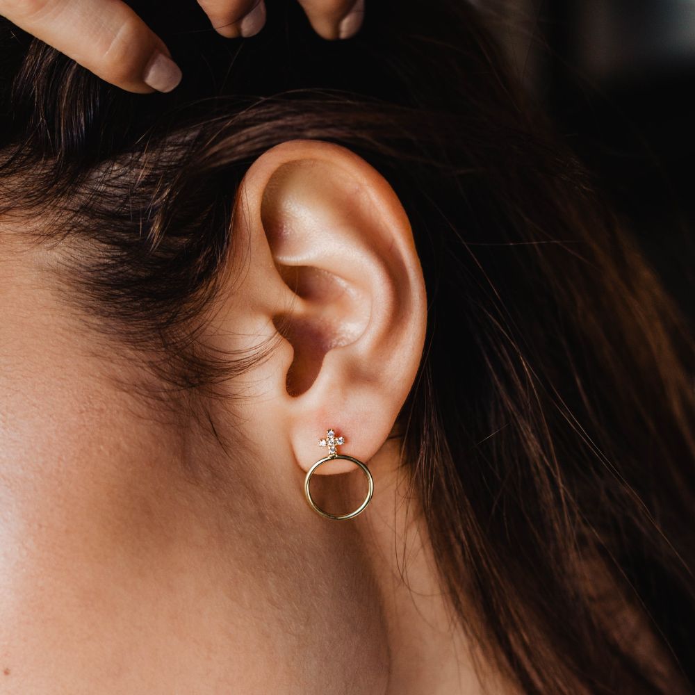 Circle earrings Cross