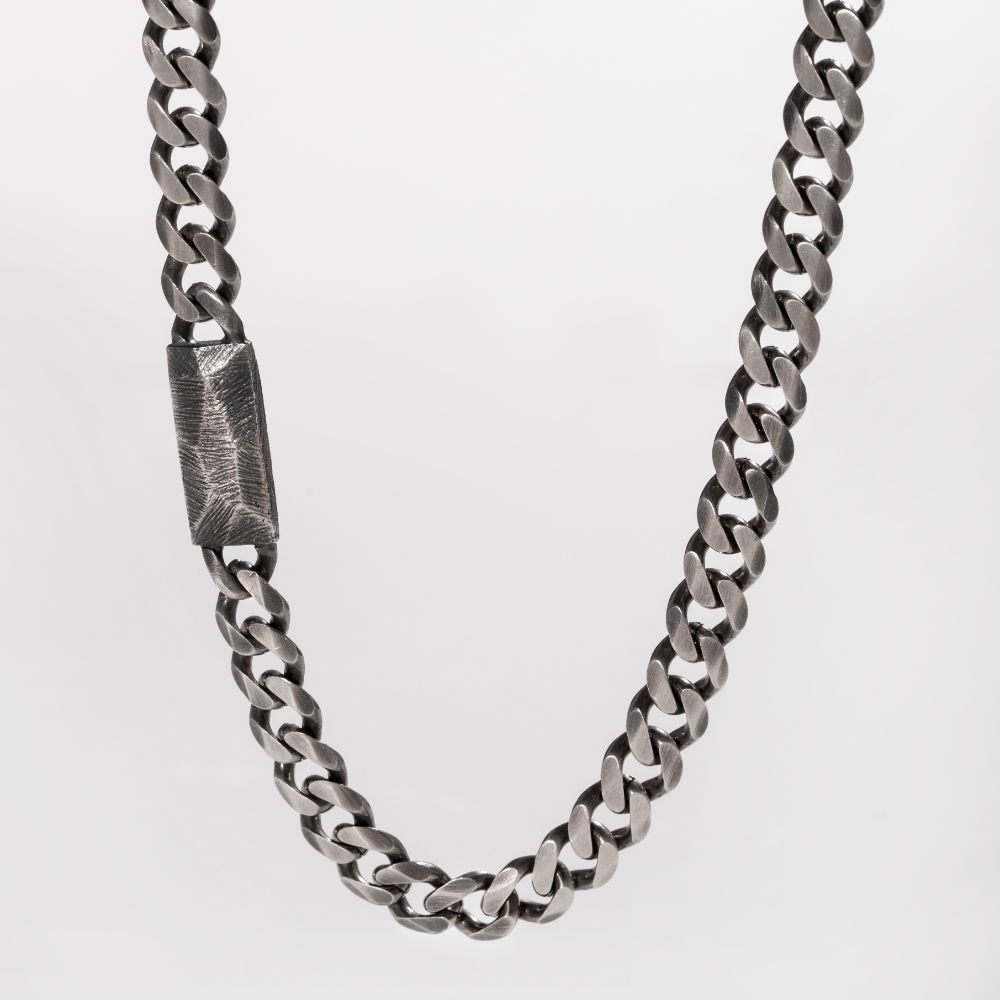 Tag Chain Necklace Oxidized Sterling Silver Personalized