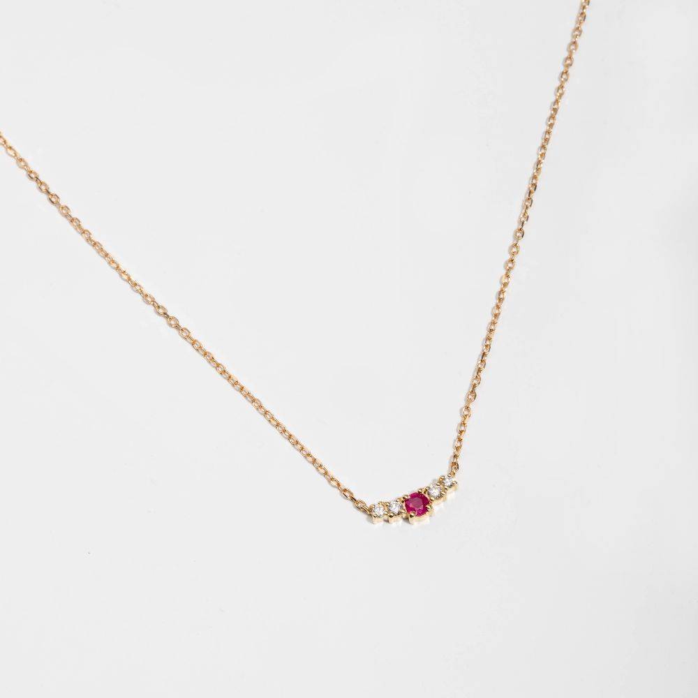 Ruby Diamond Necklace 14K Gold