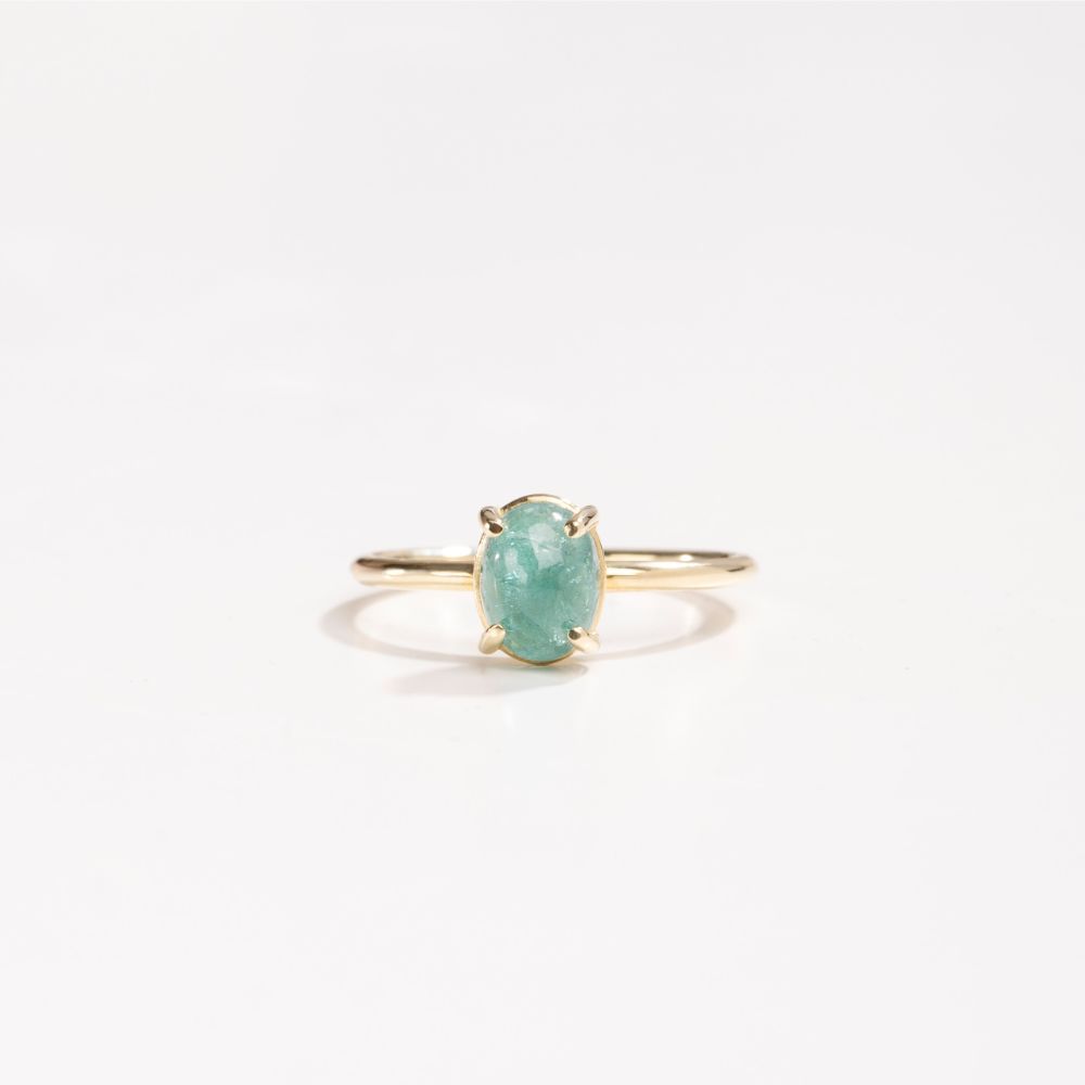 Teal Tourmaline Ring 14K Gold