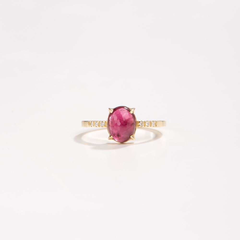 Pink Tourmaline Diamond Engagement Ring 14K Gold